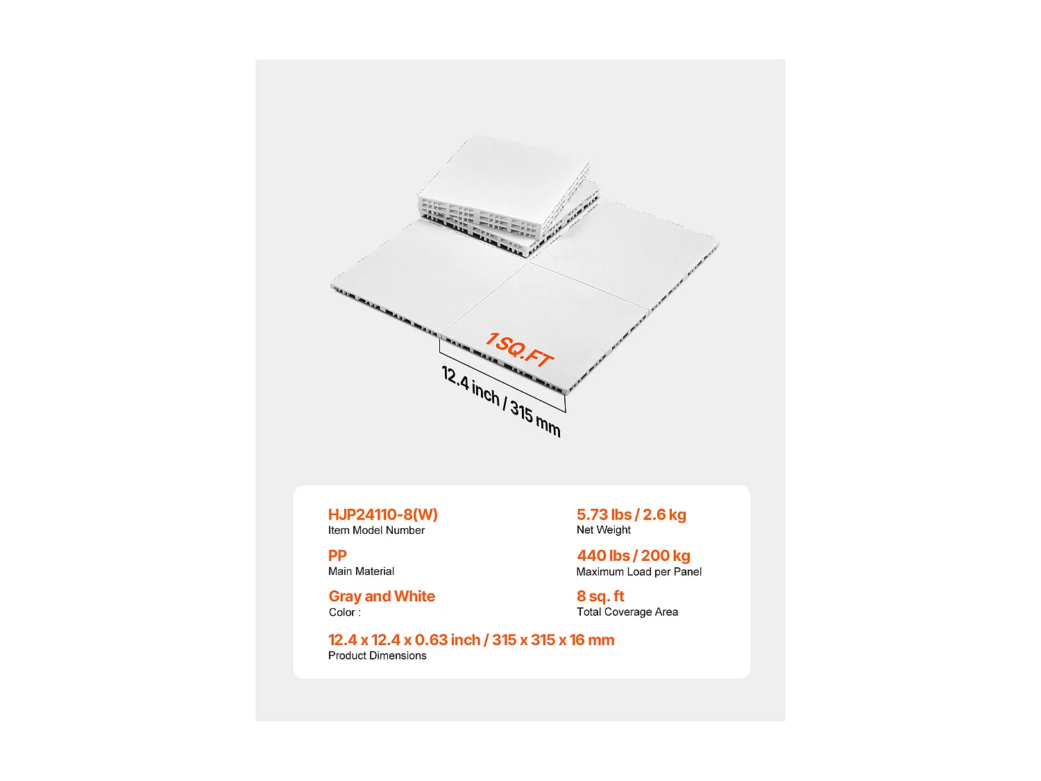 Revêtements de Sol SucceBuy 8 - Ensemble de Dalles de Sol de Salle de Sport à Emboîter en Gris Cendré pour Tapis d'Entraînement
