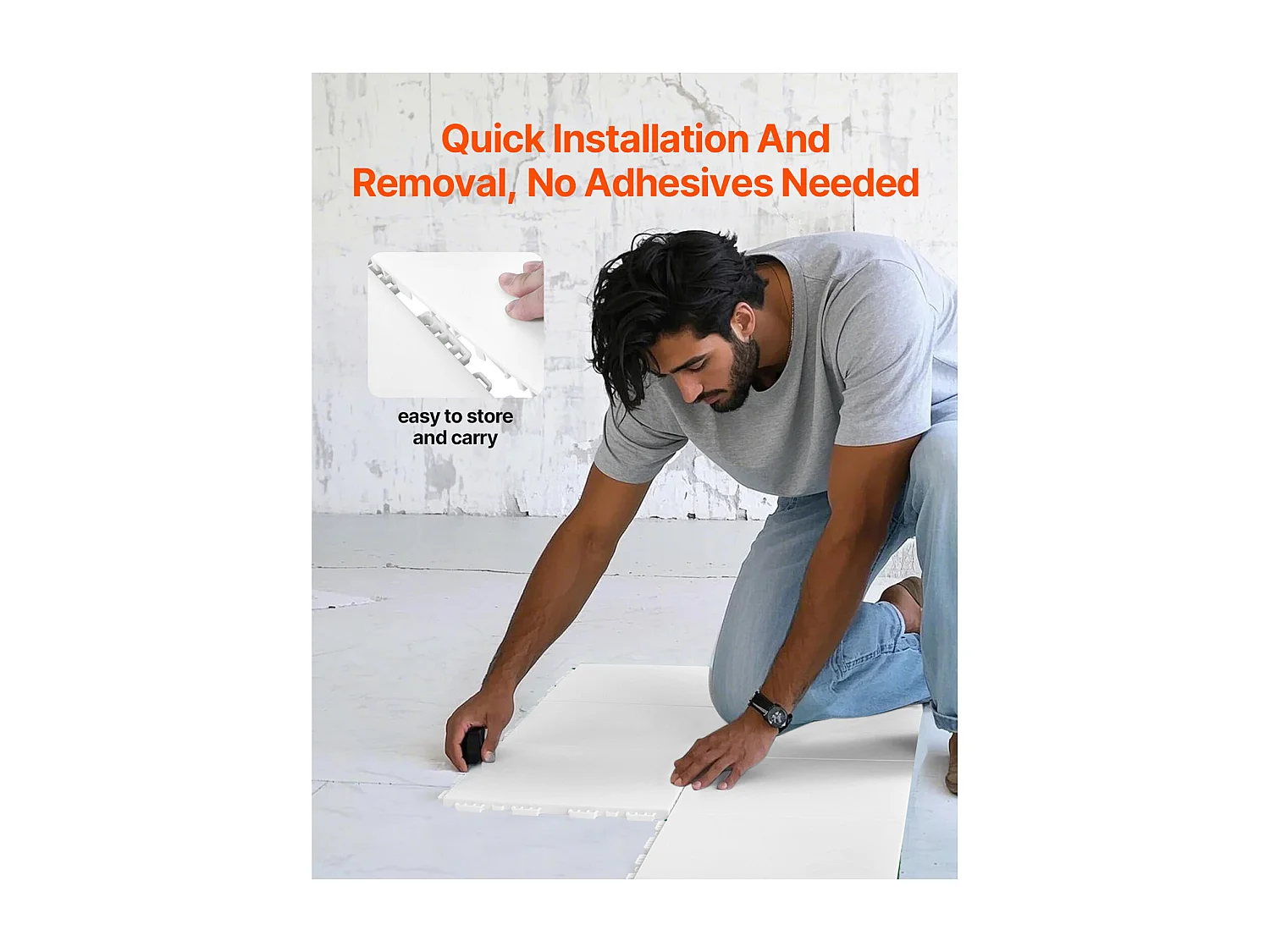 Revêtements de Sol SucceBuy 8 - Ensemble de Dalles de Sol de Salle de Sport à Emboîter en Gris Cendré pour Tapis d'Entraînement