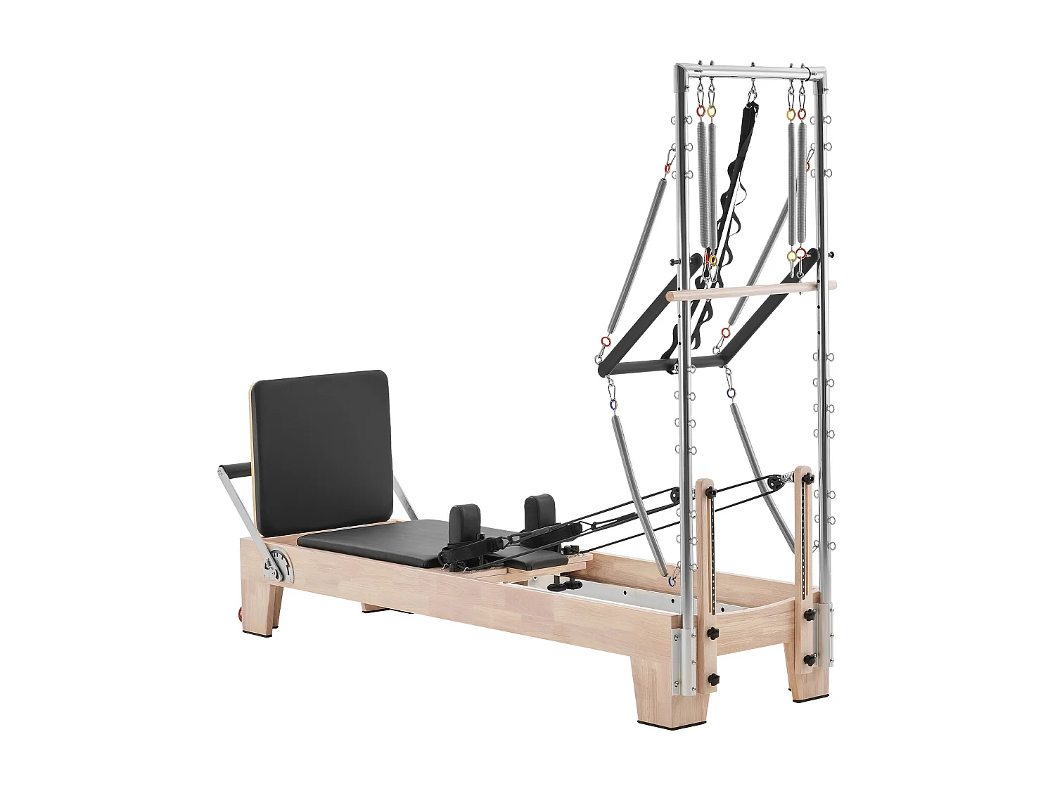 Machine de Pilates SucceBuy Reformer Pilates en Bois Équipement d'Entraînement avec Résistance Yoga