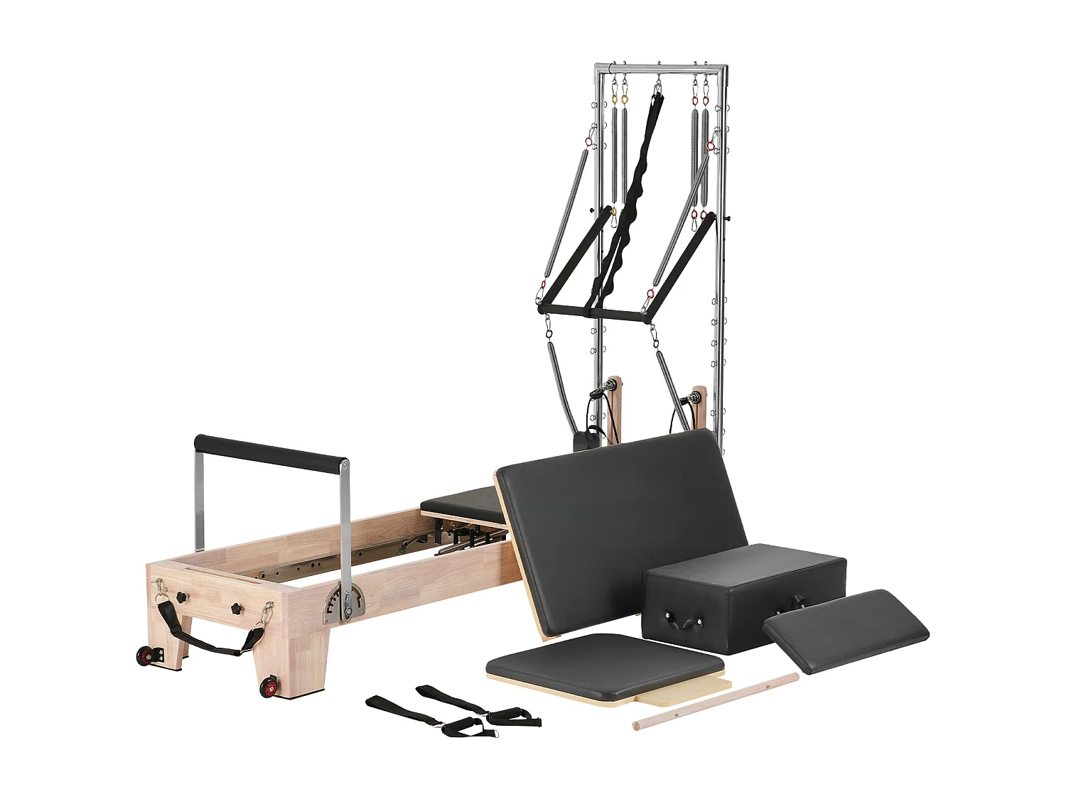 Machine de Pilates SucceBuy Reformer Pilates en Bois Équipement d'Entraînement avec Résistance Yoga