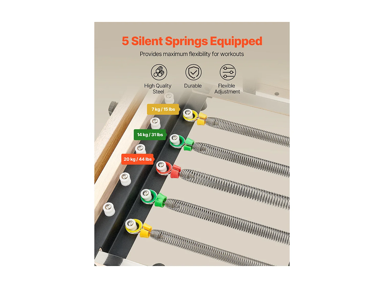 Machine de Pilates SucceBuy Réformateur Pilates Pliable en Bois Machine d'Entraînement de Yoga Gym