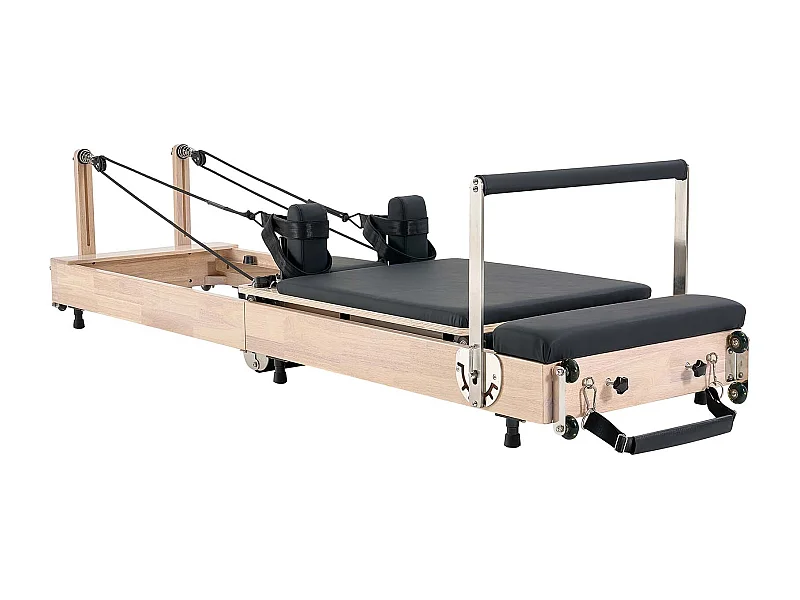 Machine de Pilates SucceBuy Réformateur Pilates Pliable en Bois Machine d'Entraînement de Yoga Gym