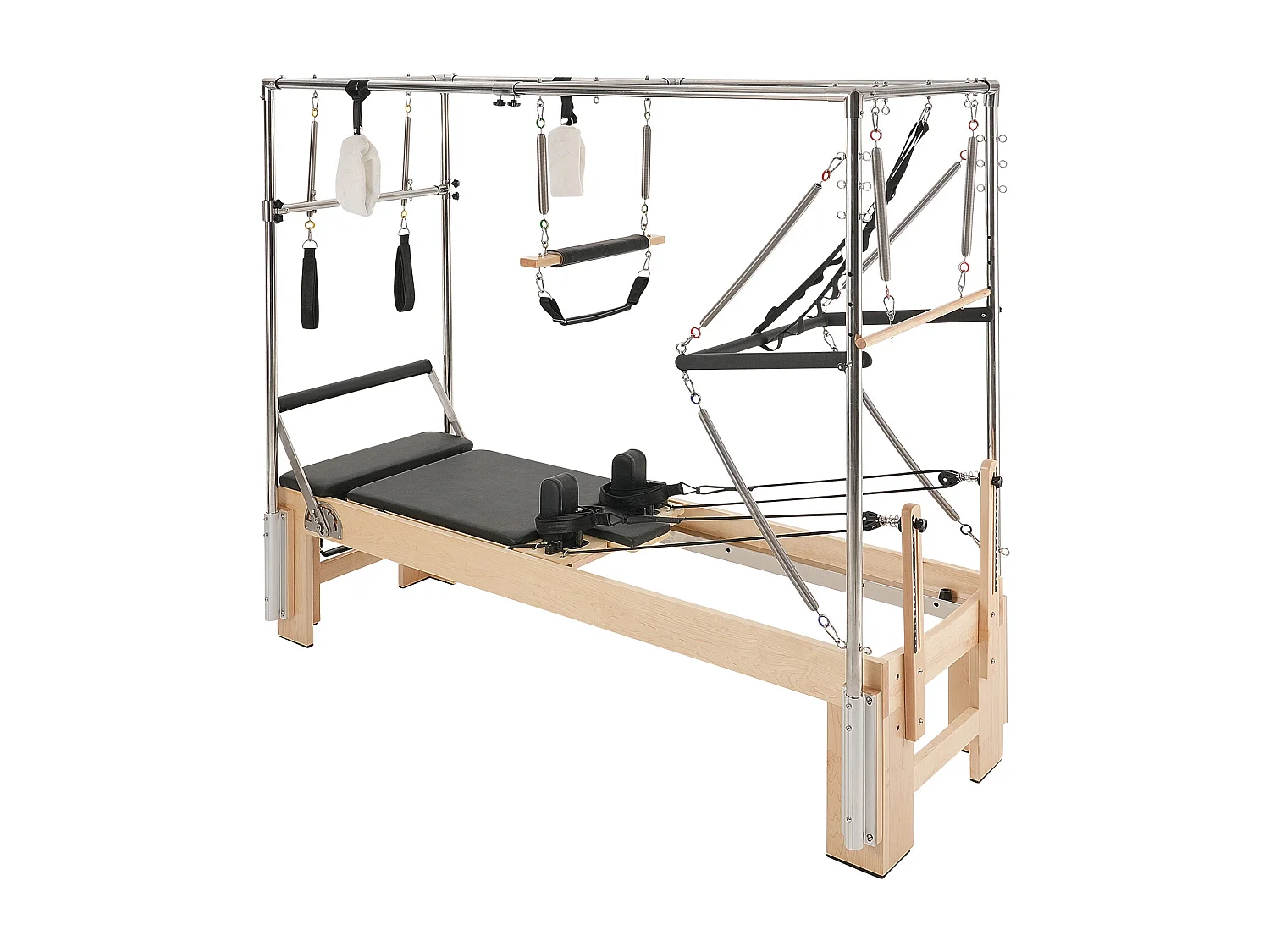 Machine de Pilates SucceBuy Reformer Pilates Équipement d'Entraînement de Yoga en Bois Domicile Gym