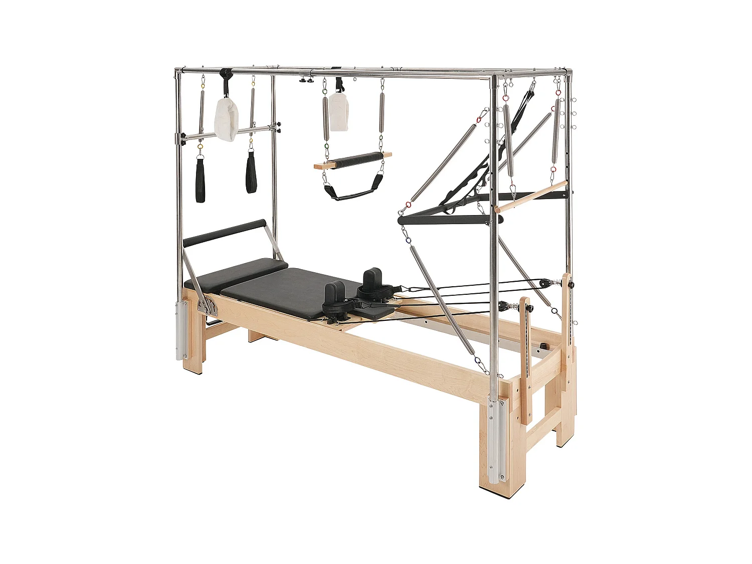 Pilates-Gerät SucceBuy Pilates-Reformer aus Holz, Yoga-Trainingsgerät für Das Heim-Fitnessstudio