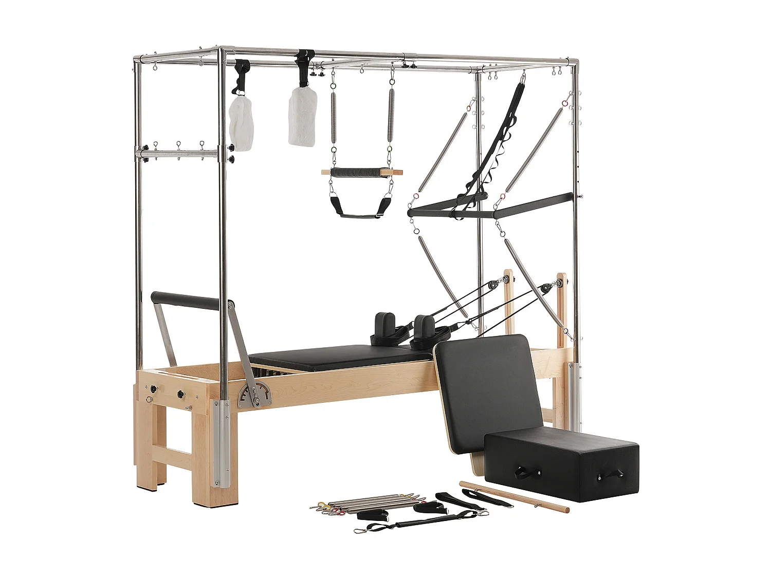 Pilates-apparaat SucceBuy Pilates Reformer Houten Yoga Trainingsapparaat voor Thuisgym
