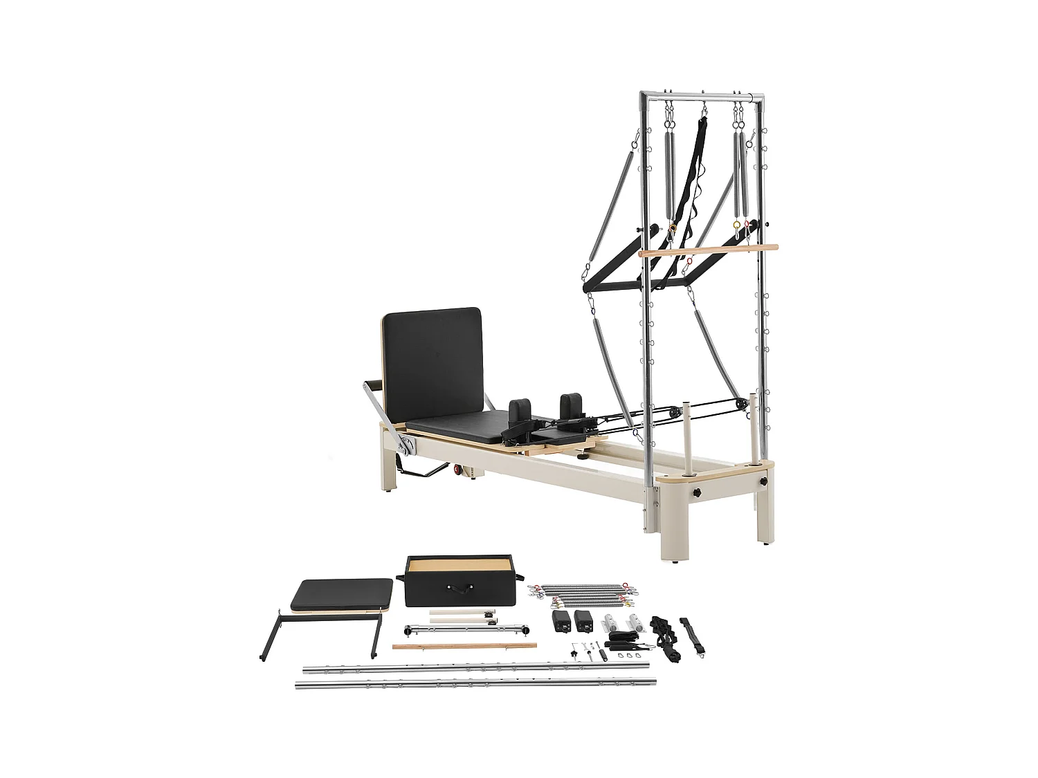 Machine de Pilates SucceBuy Reformer Pilates Équipement d'Entraînement de Yoga pour Domicile Gym
