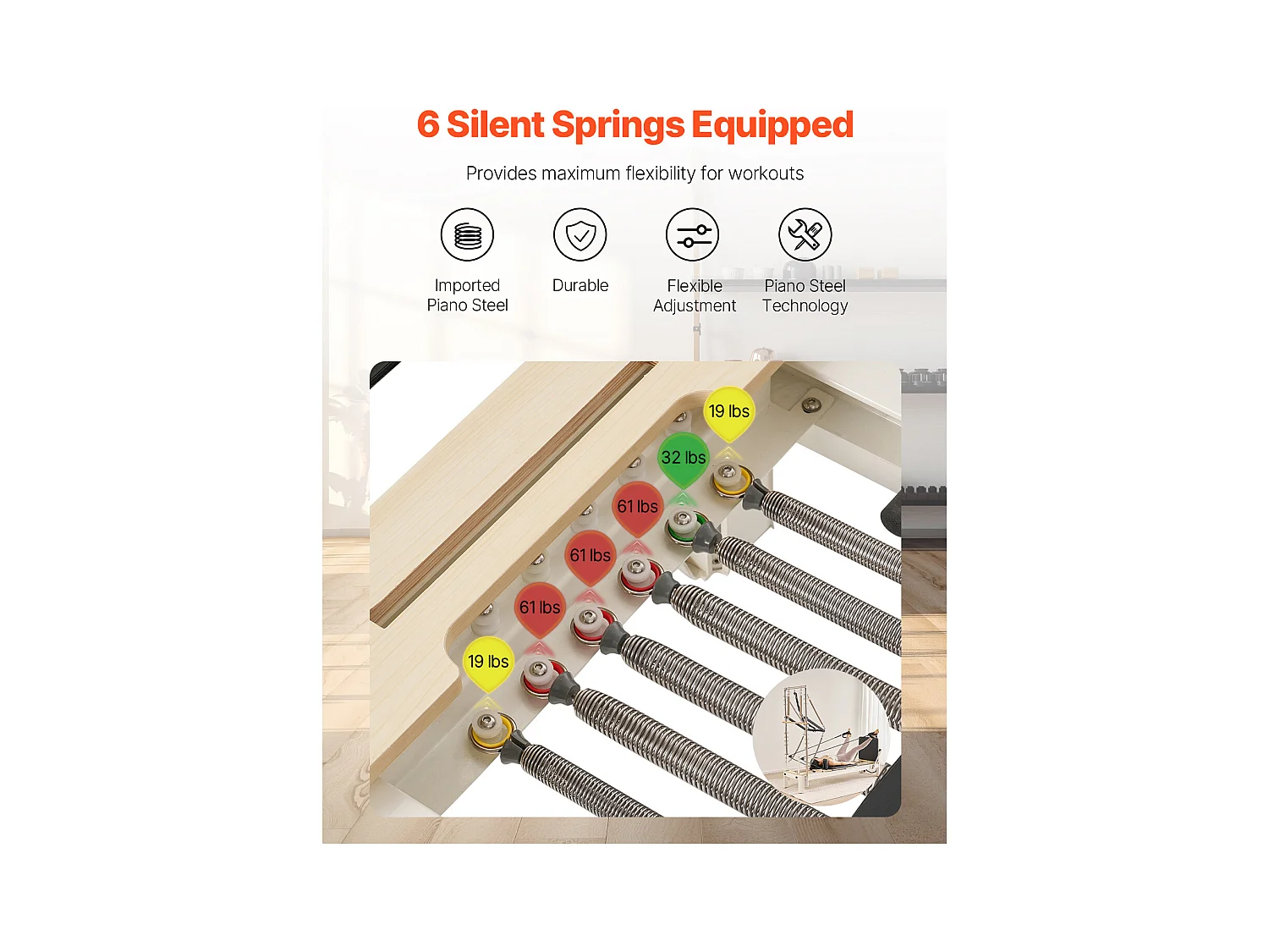 Machine de Pilates SucceBuy Reformer Pilates Équipement d'Entraînement de Yoga pour Domicile Gym