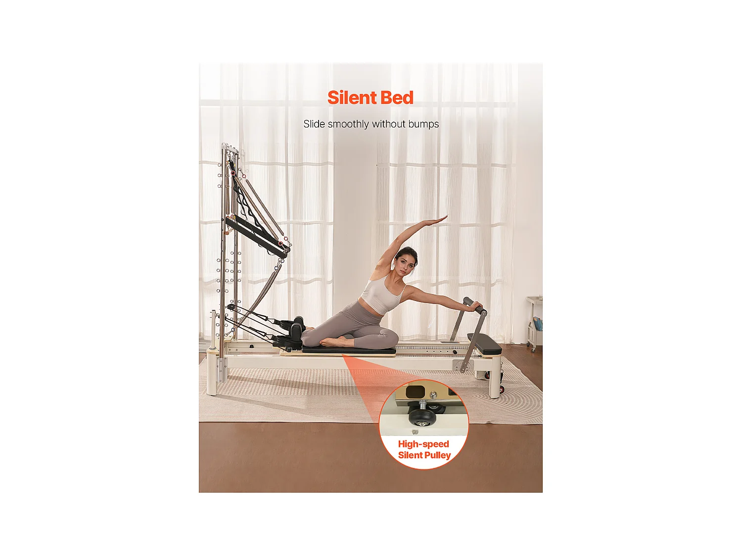 Machine de Pilates SucceBuy Reformer Pilates Équipement d'Entraînement de Yoga pour Domicile Gym