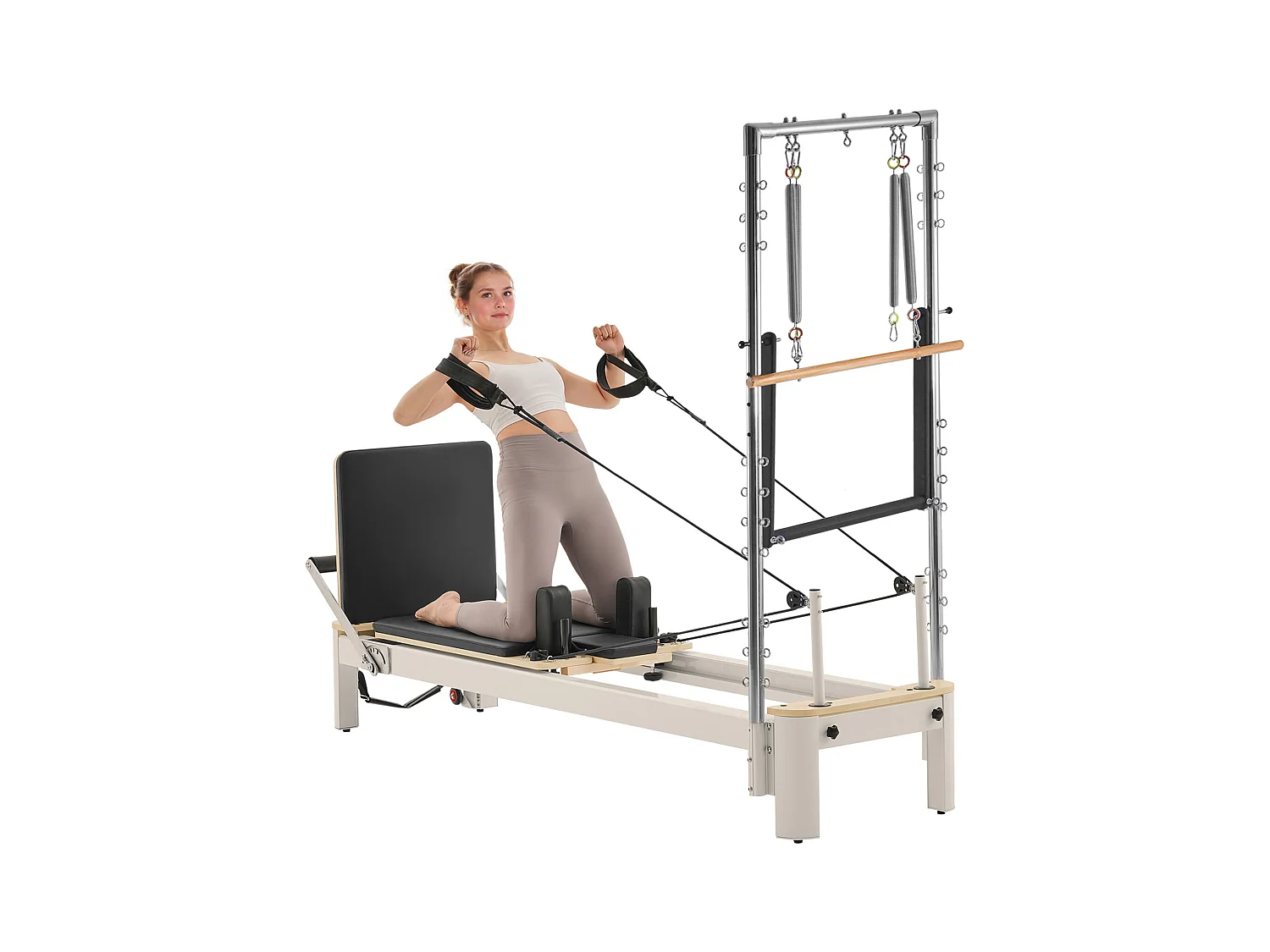 Machine de Pilates SucceBuy Reformer Pilates Équipement d'Entraînement de Yoga pour Domicile Gym