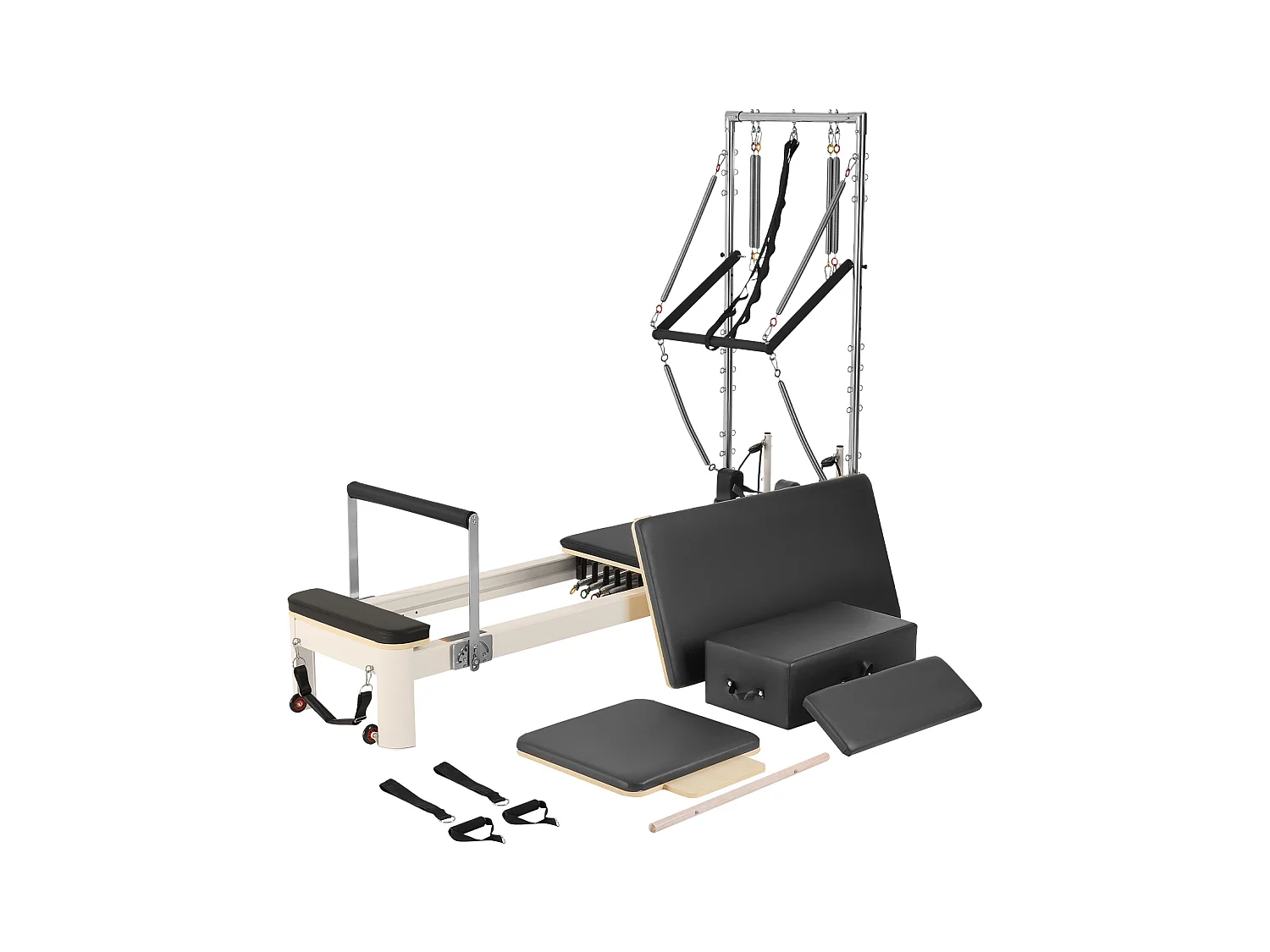 Machine de Pilates SucceBuy Reformer Pilates Équipement d'Entraînement de Yoga pour Domicile Gym