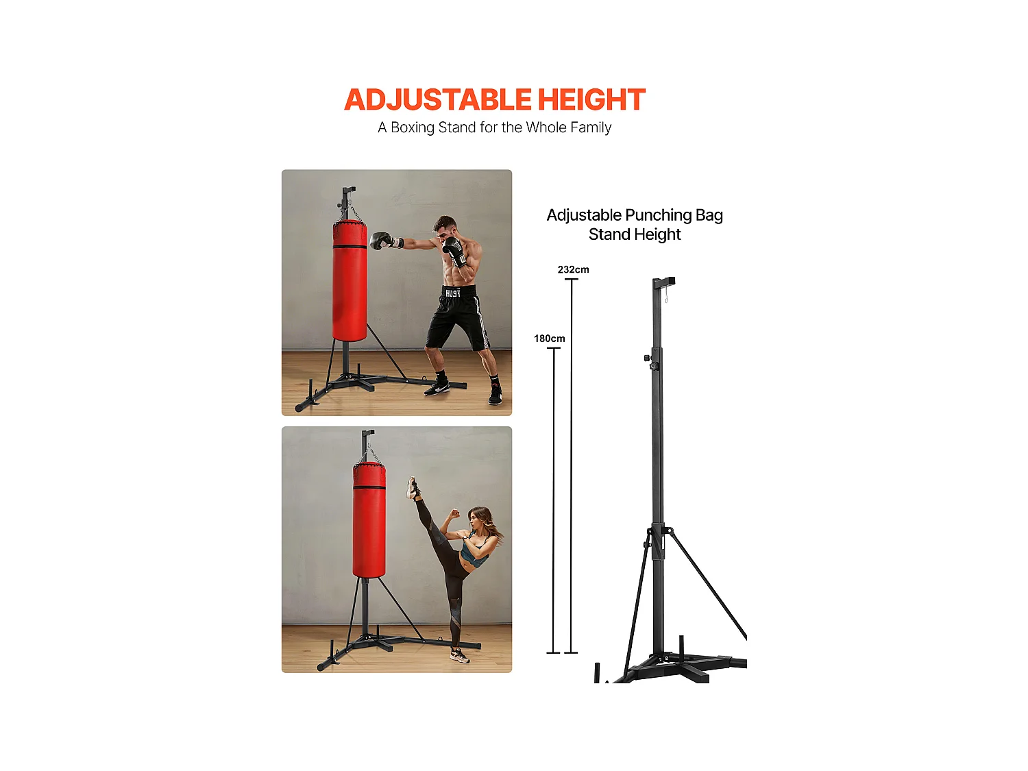 Support de Sac de Frappe SucceBuy Station de Boxe en Acier Robuste Hauteur Réglable