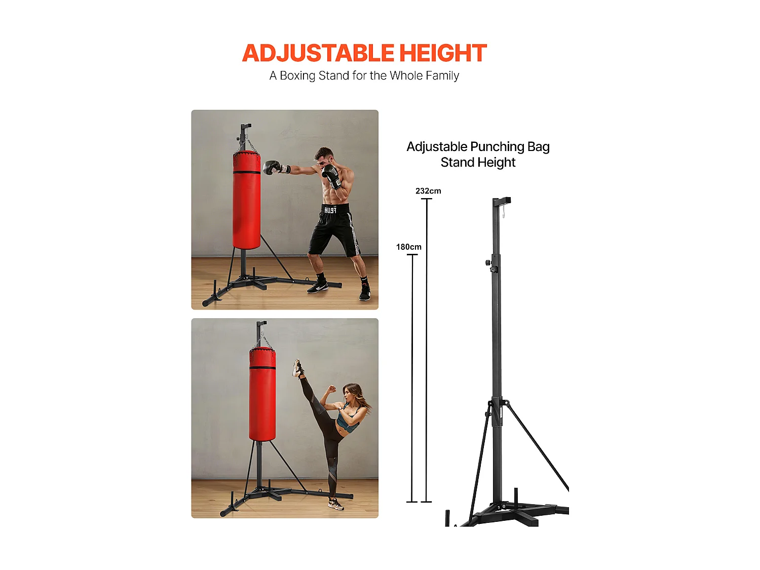 Bokszakstandaard SucceBuy Boksstation van Stevig Staal met Verstelbare Hoogte