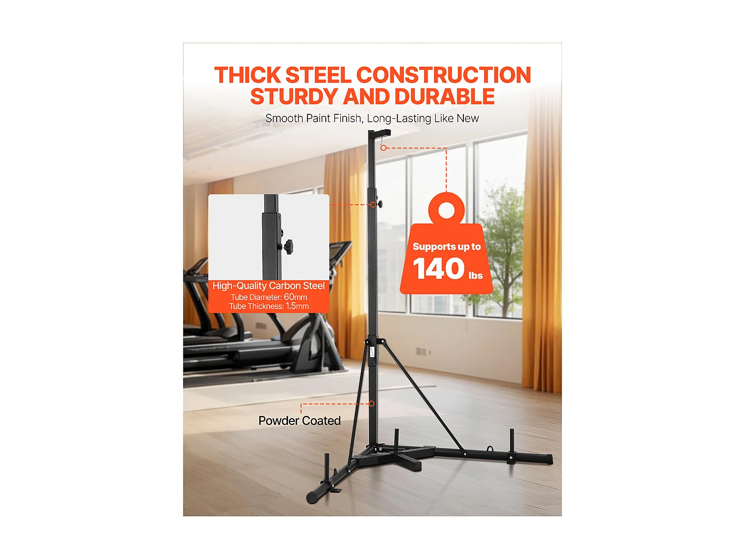 Bokszakstandaard SucceBuy Boksstation van Stevig Staal met Verstelbare Hoogte