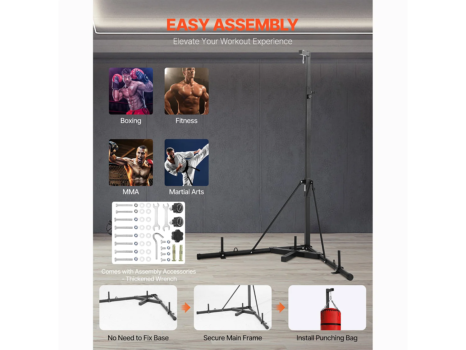 Bokszakstandaard SucceBuy Boksstation van Stevig Staal met Verstelbare Hoogte