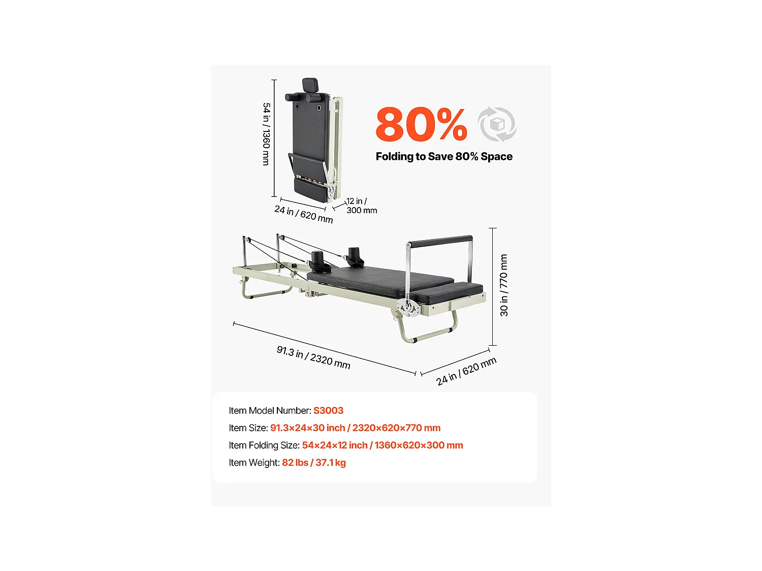 Pilates-apparaat SucceBuy Pilates Reformer Opvouwbare Pilatesmachine met Weerstand voor de Sportschool Thuis