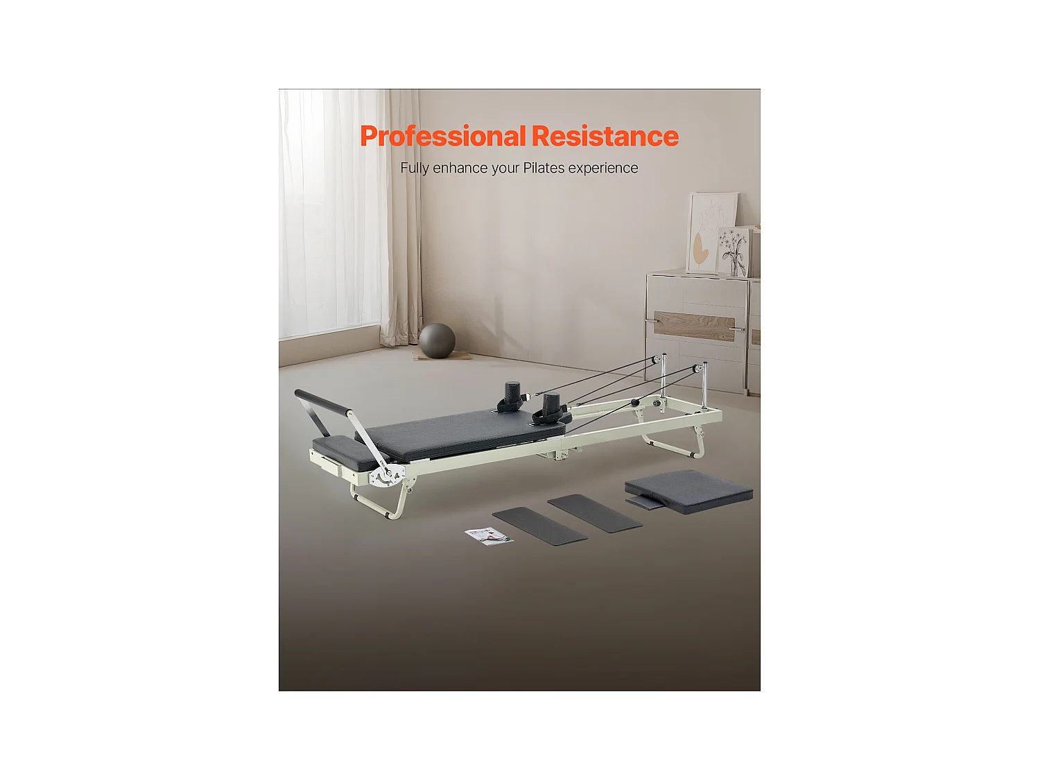 Pilates-apparaat SucceBuy Pilates Reformer Opvouwbare Pilatesmachine met Weerstand voor de Sportschool Thuis