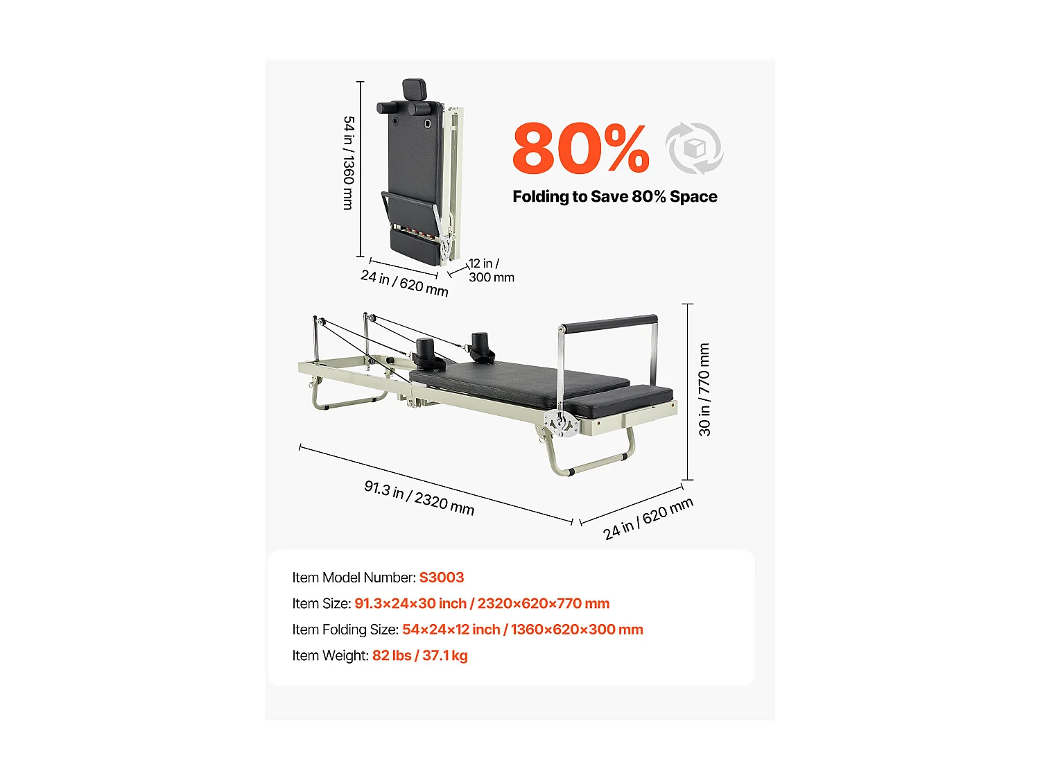 Pilates-apparaat SucceBuy Pilates Reformer Opvouwbare Pilatesmachine met Weerstand voor de Sportschool Thuis