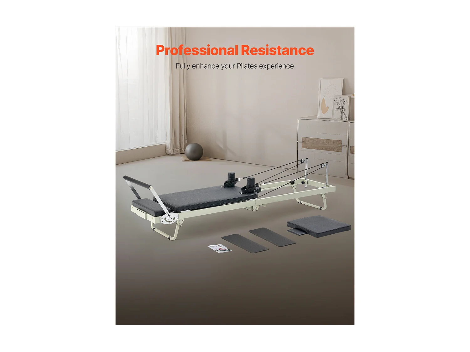Pilates-apparaat SucceBuy Pilates Reformer Opvouwbare Pilatesmachine met Weerstand voor de Sportschool Thuis