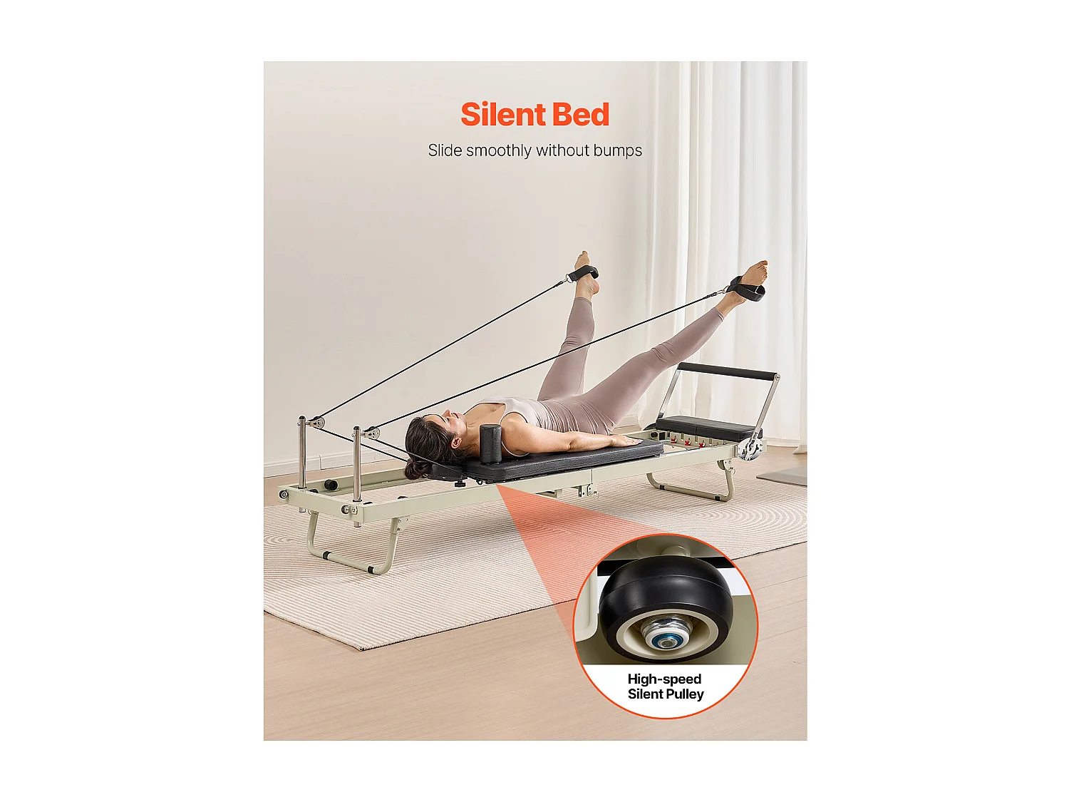 Pilates-apparaat SucceBuy Pilates Reformer Opvouwbare Pilatesmachine met Weerstand voor de Sportschool Thuis