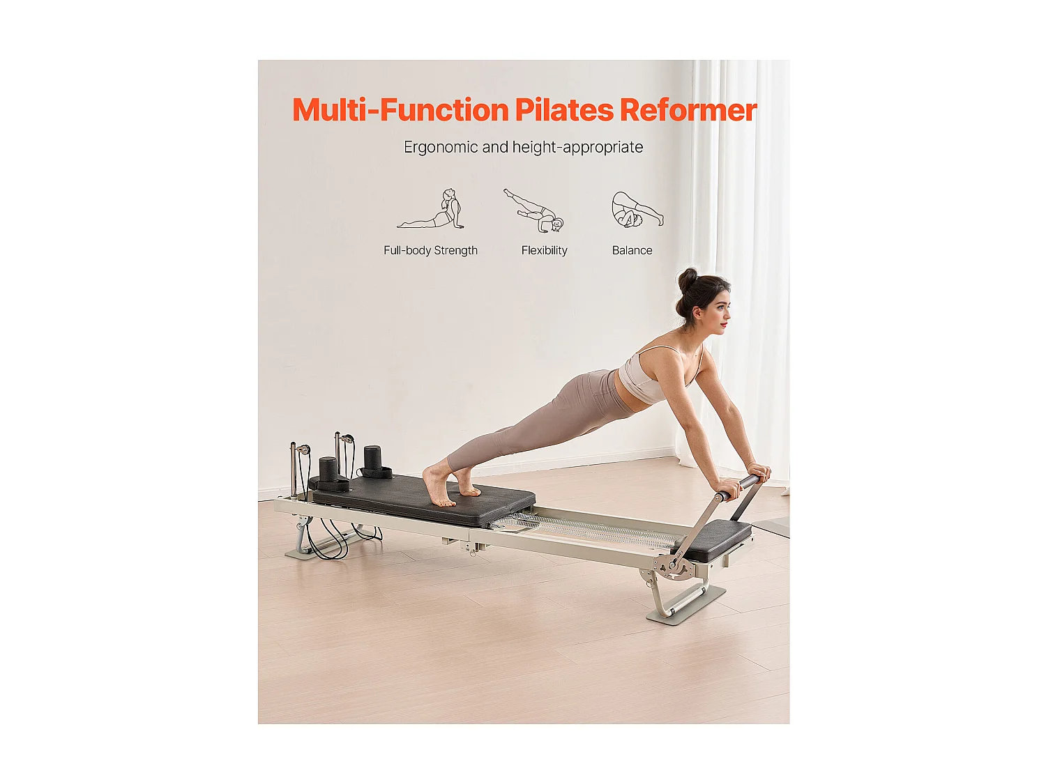 Pilates-apparaat SucceBuy Pilates Reformer Opvouwbare Pilatesmachine met Weerstand voor de Sportschool Thuis