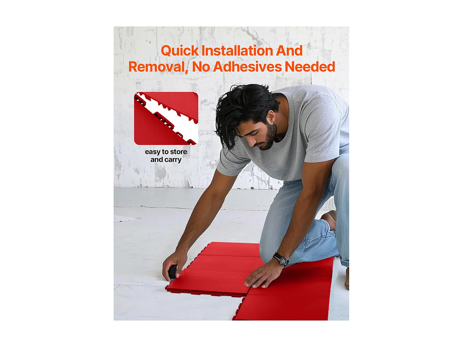 Revêtements de Sol SucceBuy de Salle de Sport en Caoutchouc à Emboîter 8 Pièces, Une Surface d'Entraînement Polyvalente, Également Idéale comme Dalles de Piste