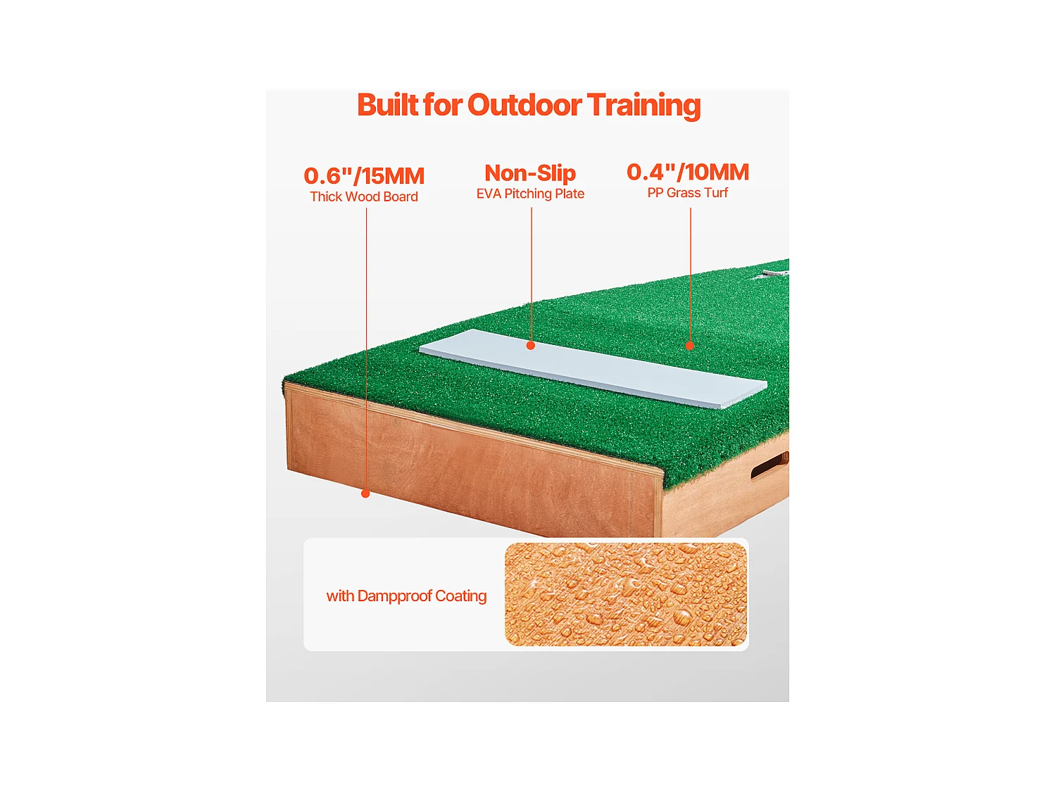 Monticule de Lanceur Portable pour Baseball SucceBuy, Longueur  216 cm, pour Entraînements à Domicile ou Préparer à Compétitions