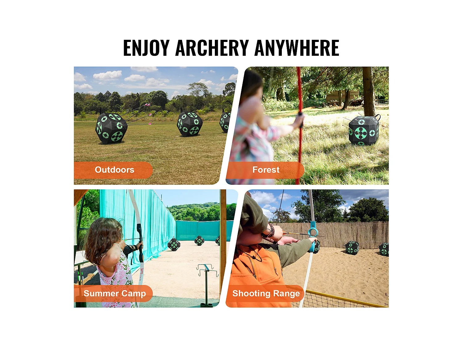 Cible de Tir à l'Arc SucceBuy, 38,1 x 38,1 cm, Cible en Mousse Cubique pour Entraînement en Extérieur