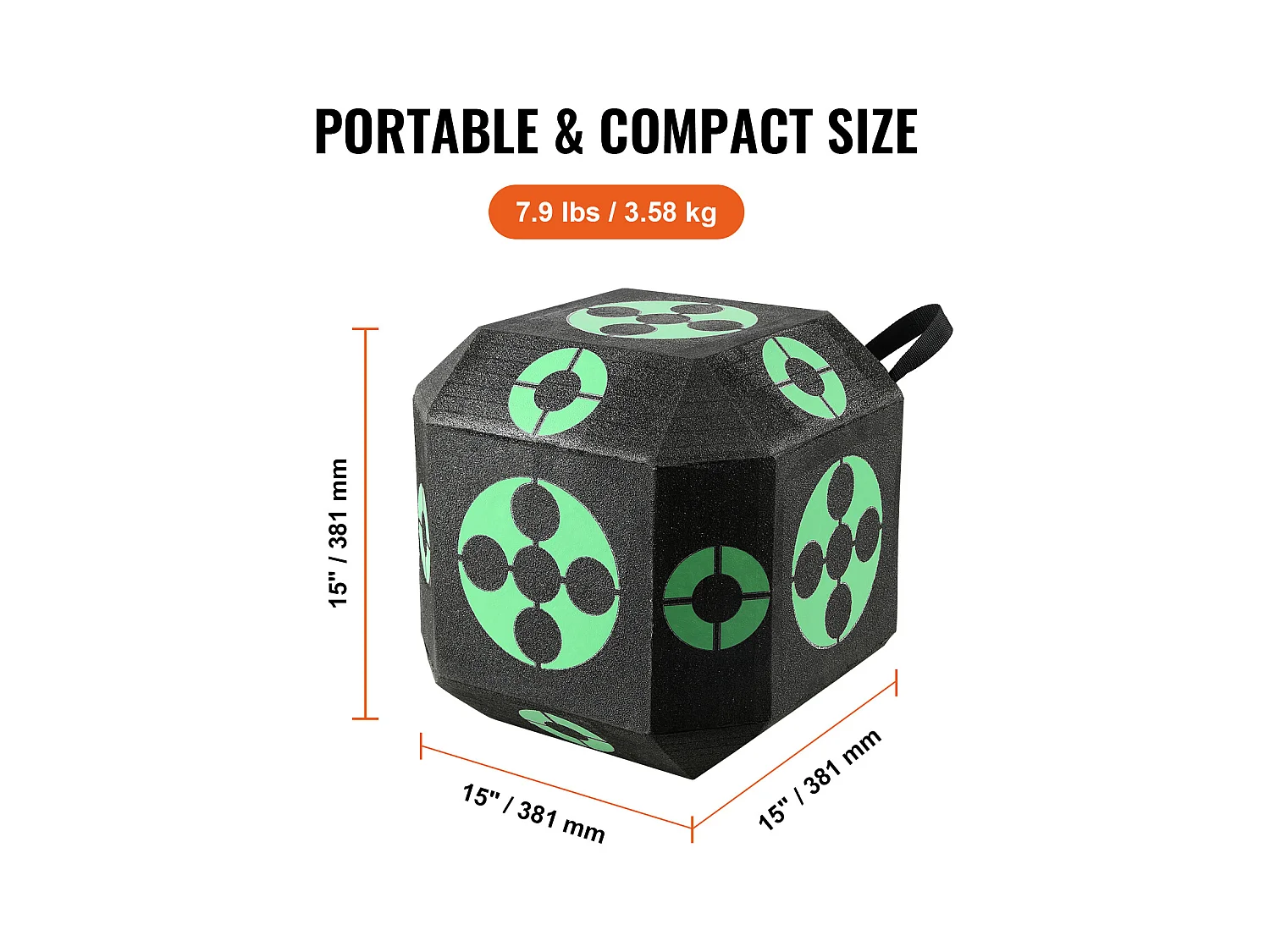 Cible de Tir à l'Arc SucceBuy, 38,1 x 38,1 cm, Cible en Mousse Cubique pour Entraînement en Extérieur