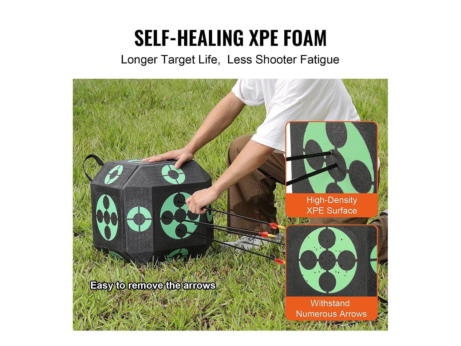 Cible de Tir à l'Arc SucceBuy, 38,1 x 38,1 cm, Cible en Mousse Cubique pour Entraînement en Extérieur