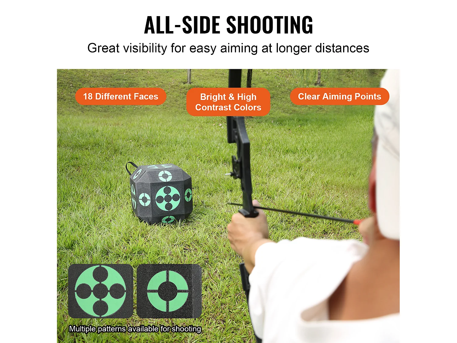 Cible de Tir à l'Arc SucceBuy, 38,1 x 38,1 cm, Cible en Mousse Cubique pour Entraînement en Extérieur