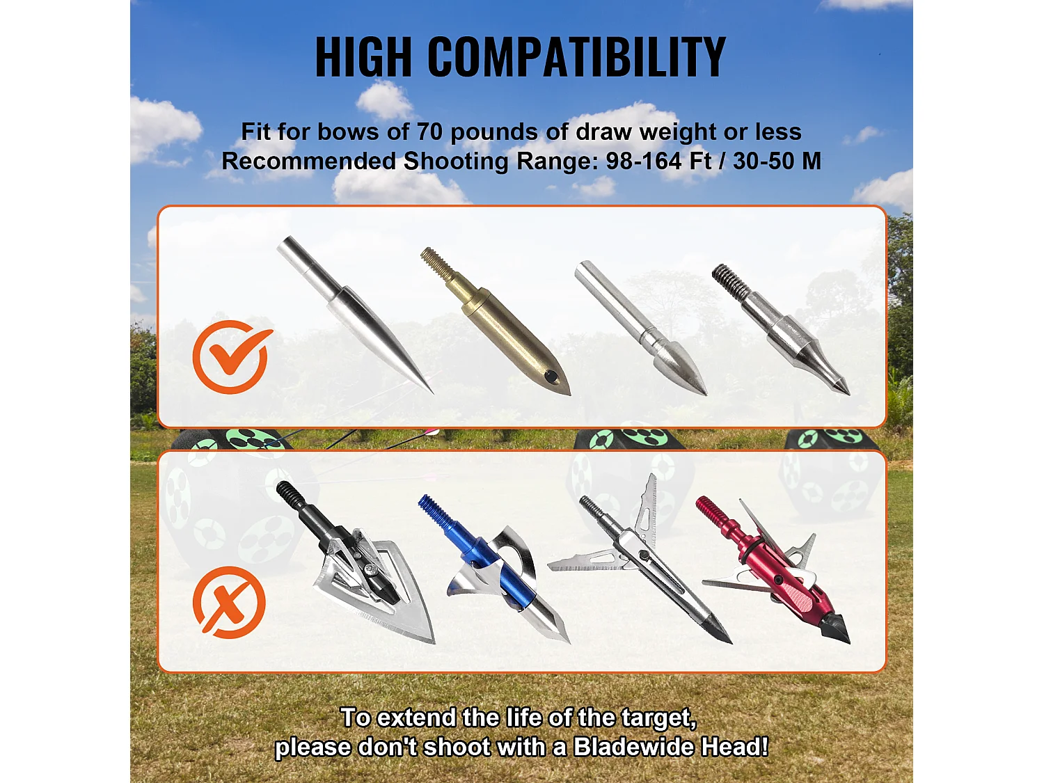 Cible de Tir à l'Arc SucceBuy, 38,1 x 38,1 cm, Cible en Mousse Cubique pour Entraînement en Extérieur