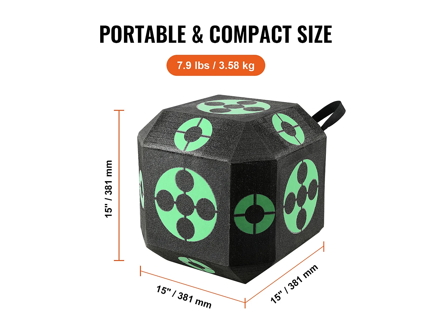 Cible de Tir à l'Arc SucceBuy, 38,1 x 38,1 cm, Cible en Mousse Cubique pour Entraînement en Extérieur