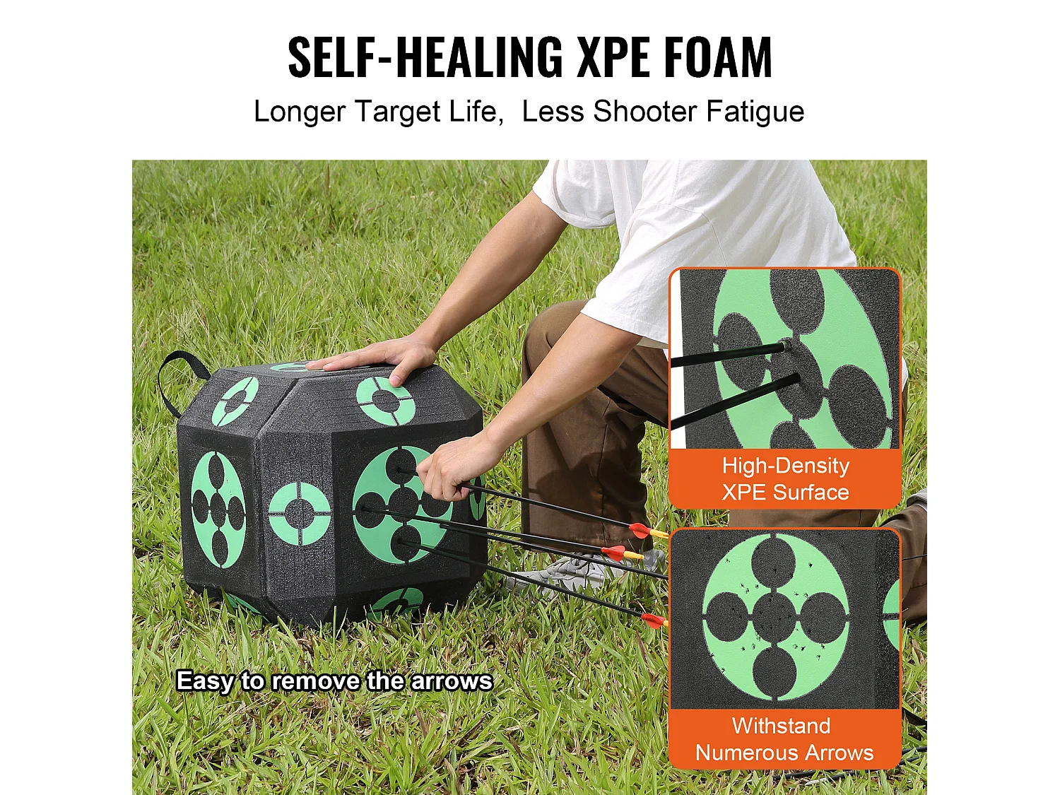 Cible de Tir à l'Arc SucceBuy, 38,1 x 38,1 cm, Cible en Mousse Cubique pour Entraînement en Extérieur