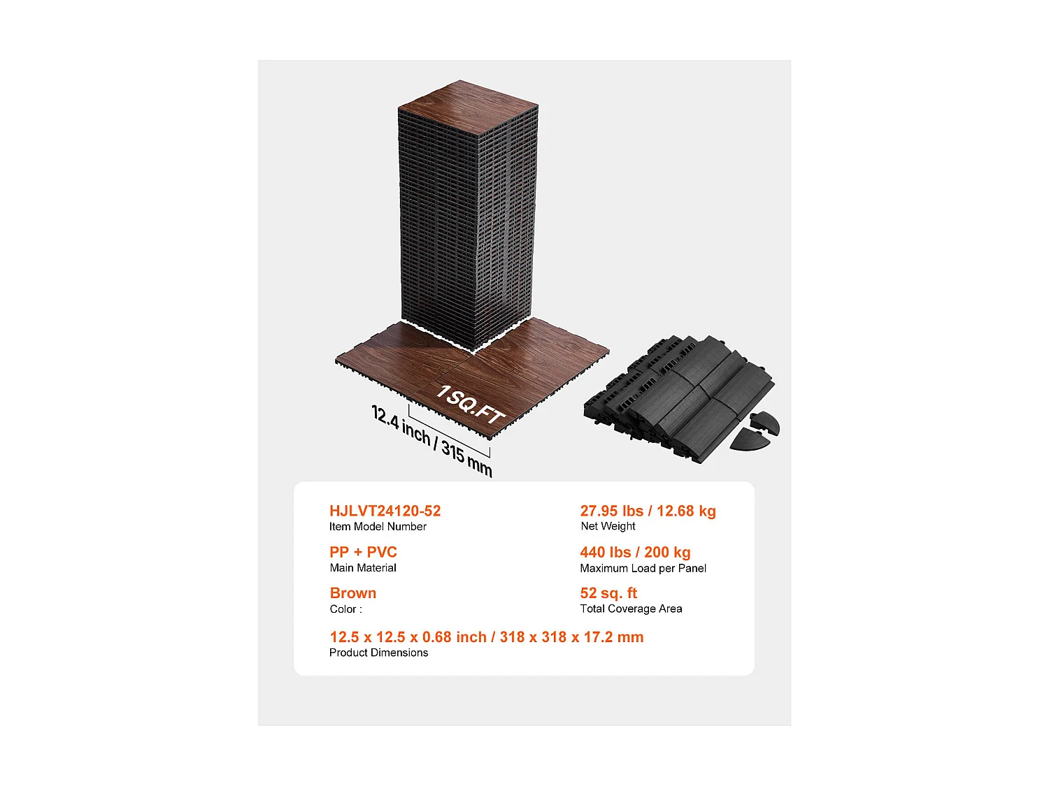 Revêtements de Sol SucceBuy de Danse Emboîtables 52 Pièces - PP + PVC, Ensemble de 52 Pièces Emboîtables pour Entraînement Immersif, avec Base Rembourrée