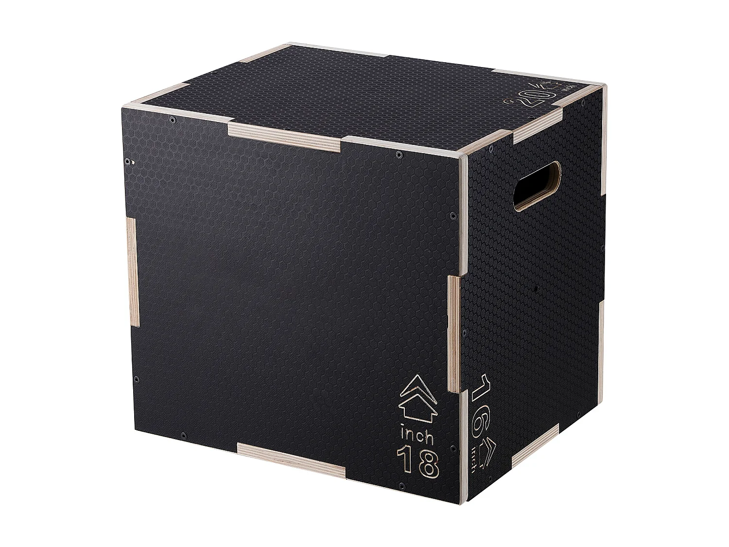 Boîte de Saut Pliométrique SucceBuy, 3 en 1, Antidérapant Hauteur 50/45/40 cm Charge 204 kg, en Bois