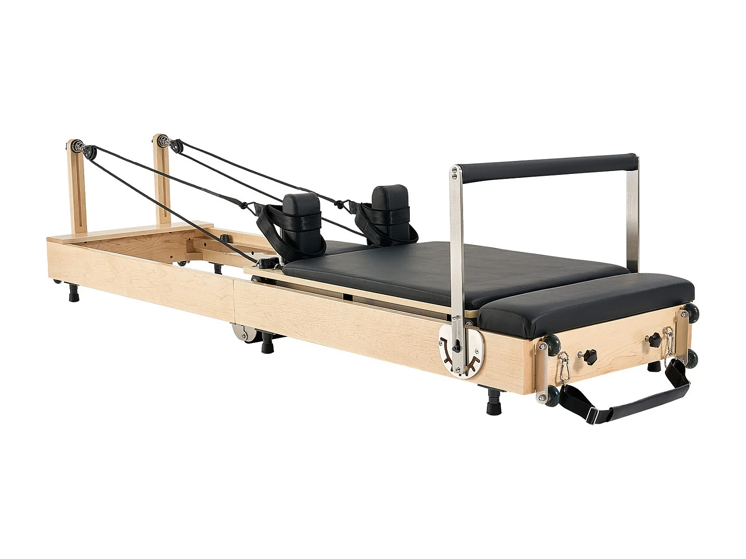 Maszyna do Pilatesu SucceBuy Pilates Reformer, Składany, Drewniany Sprzęt do Pilatesu do Domowej Siłowni