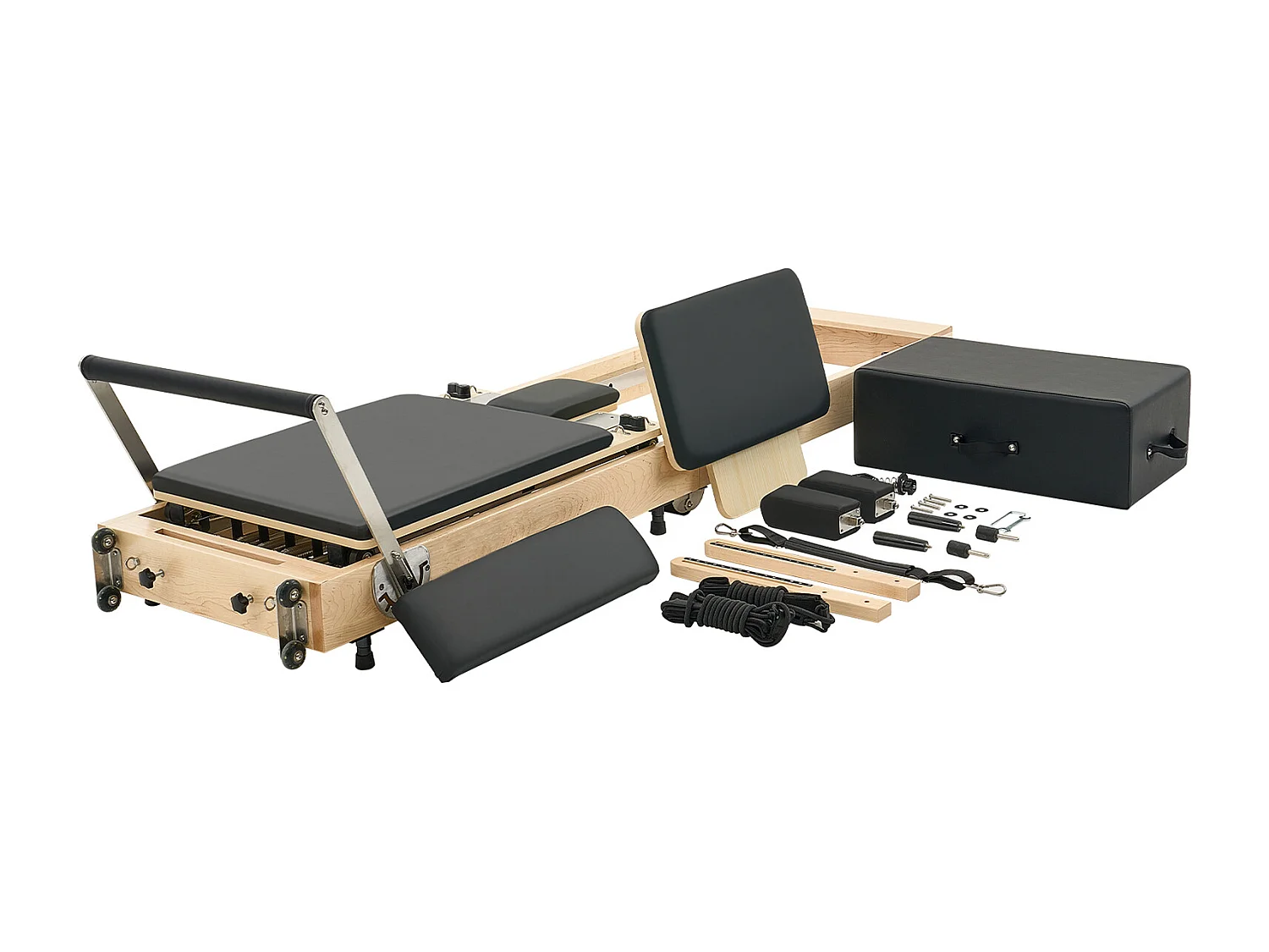 Maszyna do Pilatesu SucceBuy Pilates Reformer, Składany, Drewniany Sprzęt do Pilatesu do Domowej Siłowni