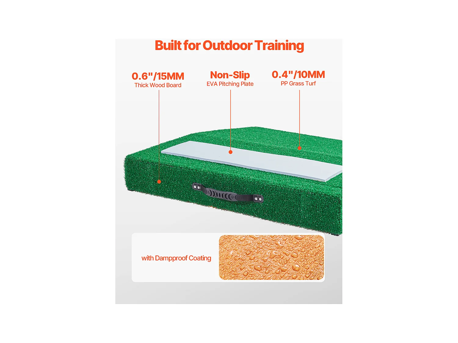 Monticule de Lanceur Portable pour Baseball SucceBuy, Longueur 78 cm, pour Entraînements à Domicile ou Préparer à Compétitions