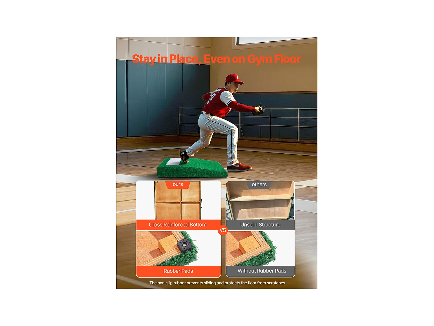 Monticule de Lanceur Portable pour Baseball SucceBuy, Longueur 78 cm, pour Entraînements à Domicile ou Préparer à Compétitions