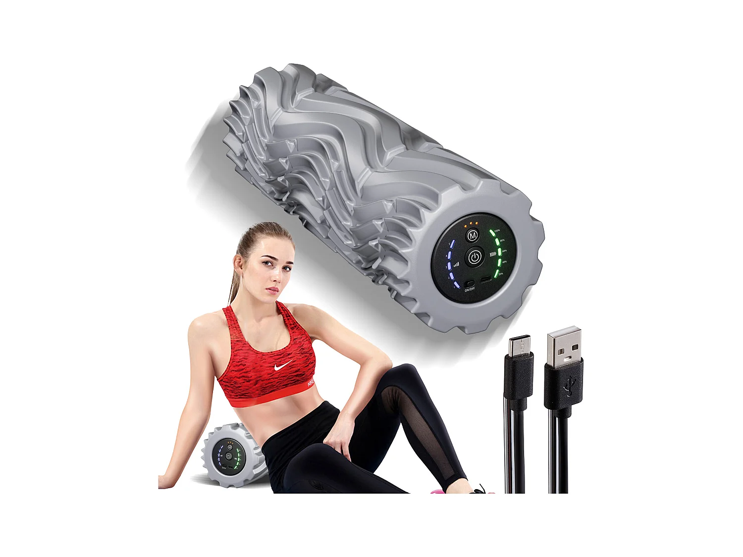 Rouleau en Mousse Électrique SucceBuy, avec à 5 Vitesses pour la Relaxation Musculaire, pour Soulager la Douleur, Augmenter Flux Sanguin