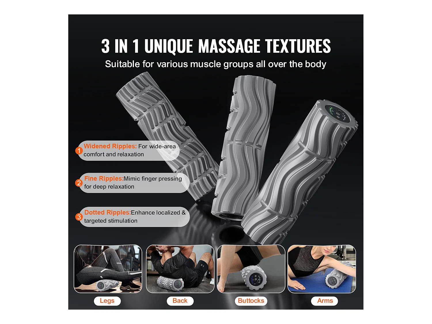 Rouleau en Mousse Électrique SucceBuy, avec à 5 Vitesses pour la Relaxation Musculaire, pour Soulager la Douleur, Augmenter Flux Sanguin