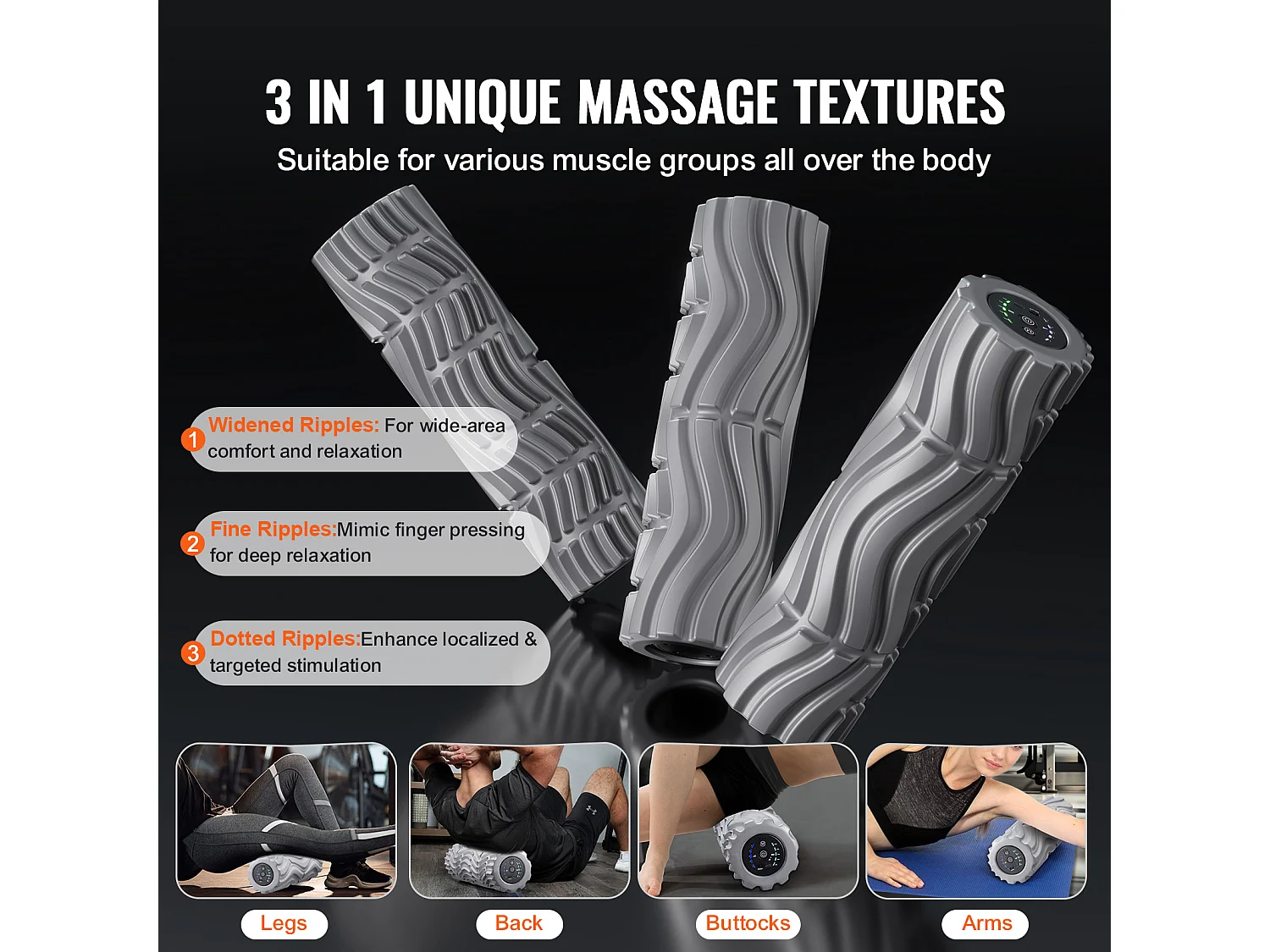 Elektrische Schaumstoffrolle SucceBuy, mit 5 Geschwindigkeitsstufen zur Muskelentspannung, zur Schmerzlinderung, zur Steigerung der Durchblutung