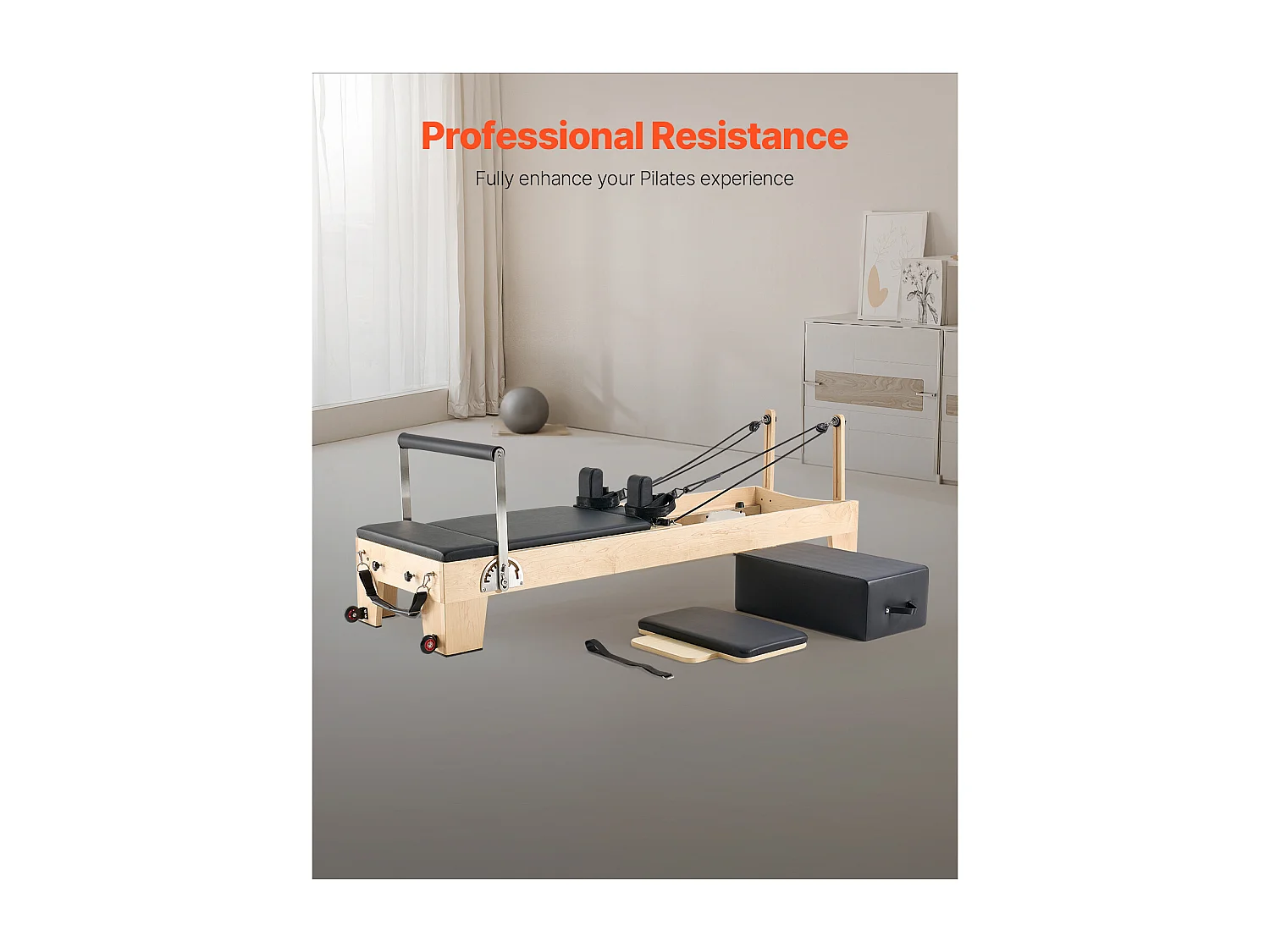 Machine de Pilates SucceBuy Reformer Pilates Machine de Pilates en Bois avec Résistance Domicile Gym