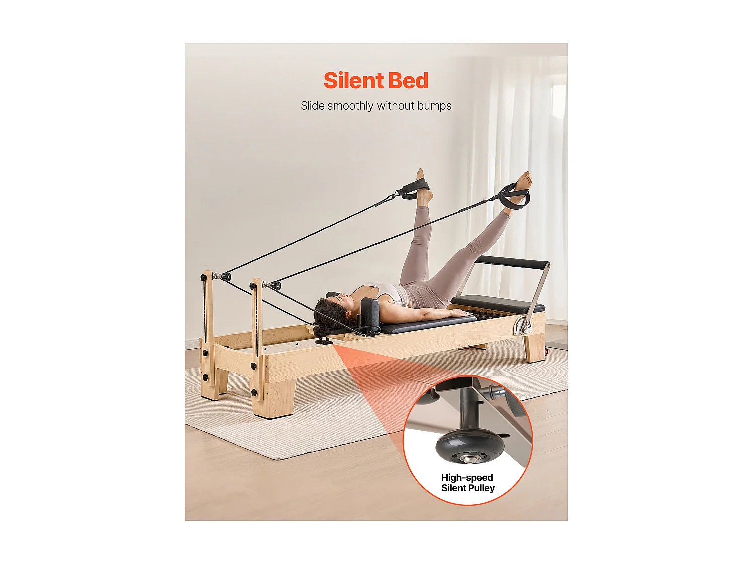 Machine de Pilates SucceBuy Reformer Pilates Machine de Pilates en Bois avec Résistance Domicile Gym