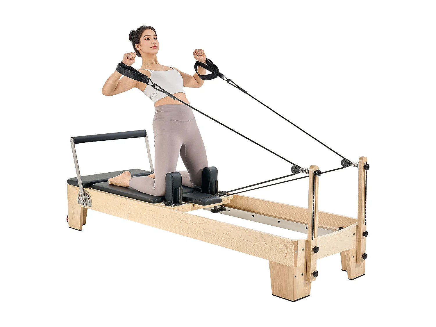 Machine de Pilates SucceBuy Reformer Pilates Machine de Pilates en Bois avec Résistance Domicile Gym
