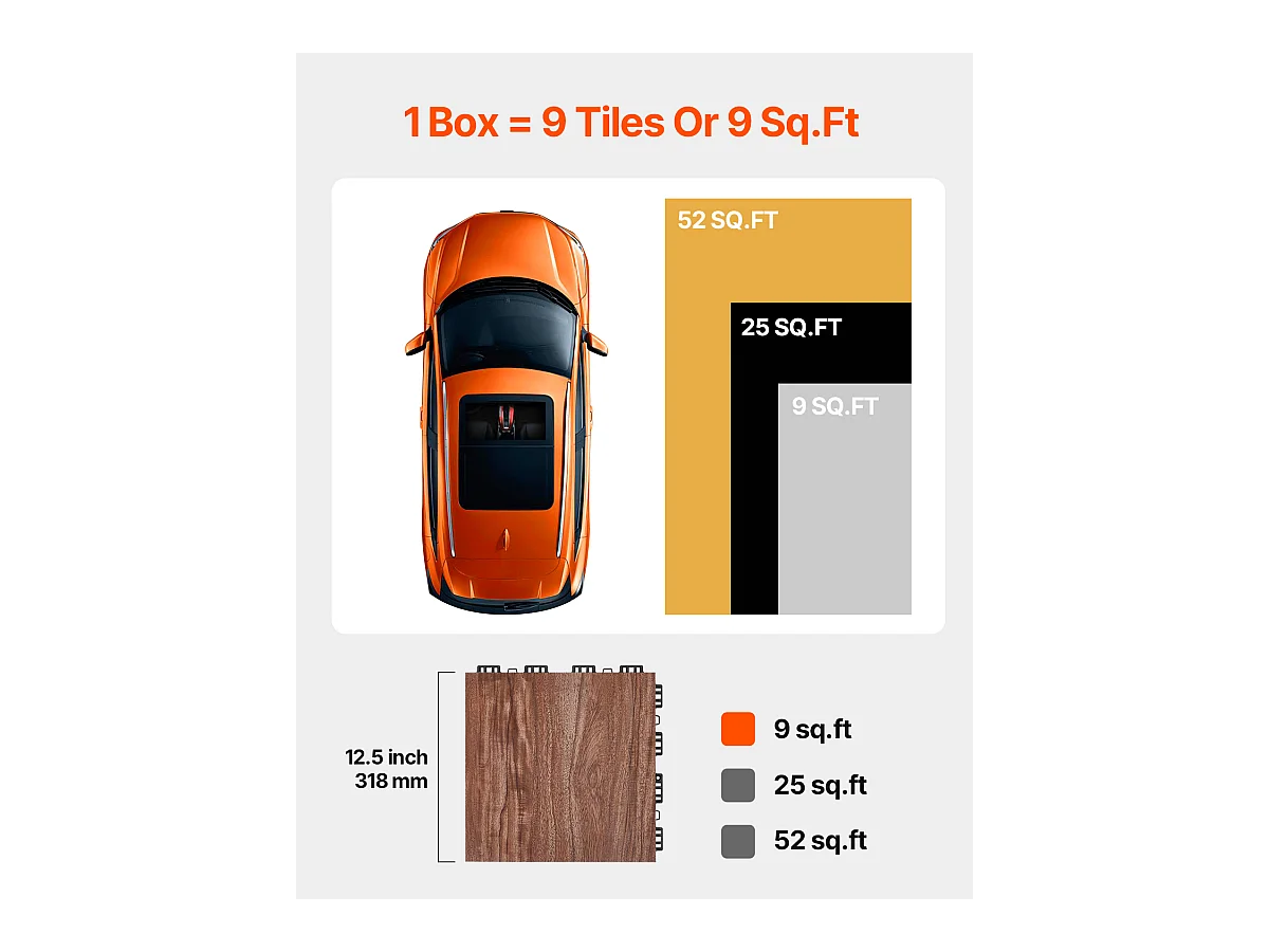 Revêtements de Sol SucceBuy pour Salle de Sport, Carreaux Emboîtables, 9 Pièces Emboîtables, Portables avec Base Coussinée, Grain de Bois de Chêne