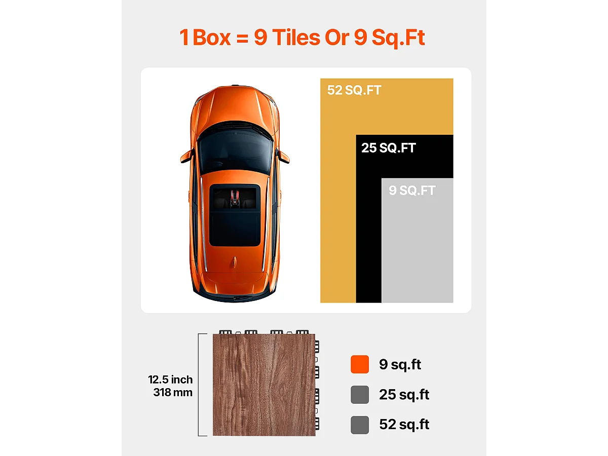 Revêtements de Sol SucceBuy pour Salle de Sport, Carreaux Emboîtables, 9 Pièces Emboîtables, Portables avec Base Coussinée, Grain de Bois de Chêne