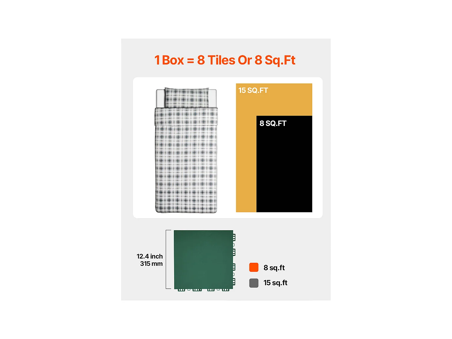 Revêtements de Sol SucceBuy de Salle de Sport en Caoutchouc Vert à Emboîter 8 Pièces, Une Surface de Piste d'Entraînement et de Danse Polyvalente