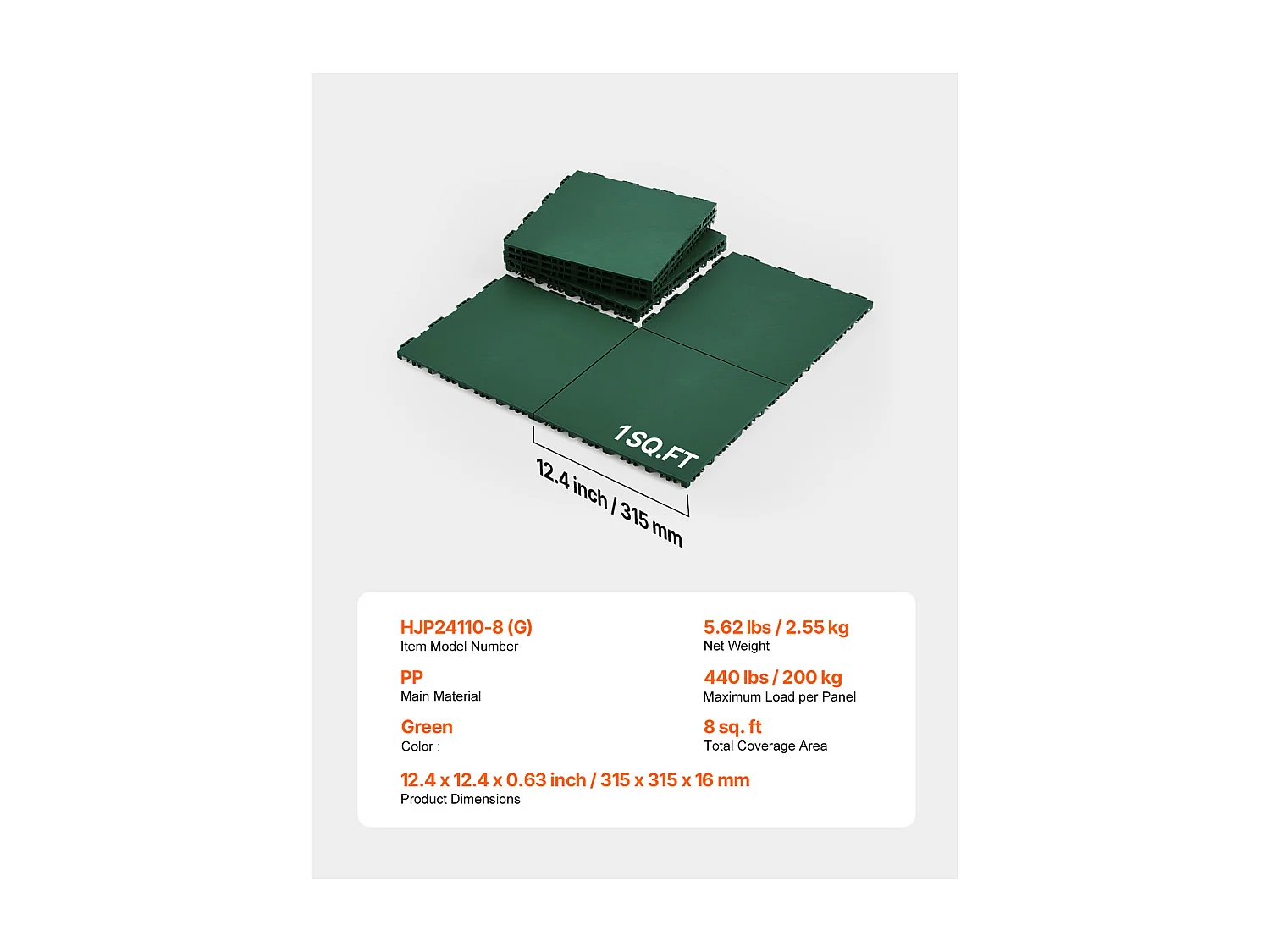 Revêtements de Sol SucceBuy de Salle de Sport en Caoutchouc Vert à Emboîter 8 Pièces, Une Surface de Piste d'Entraînement et de Danse Polyvalente