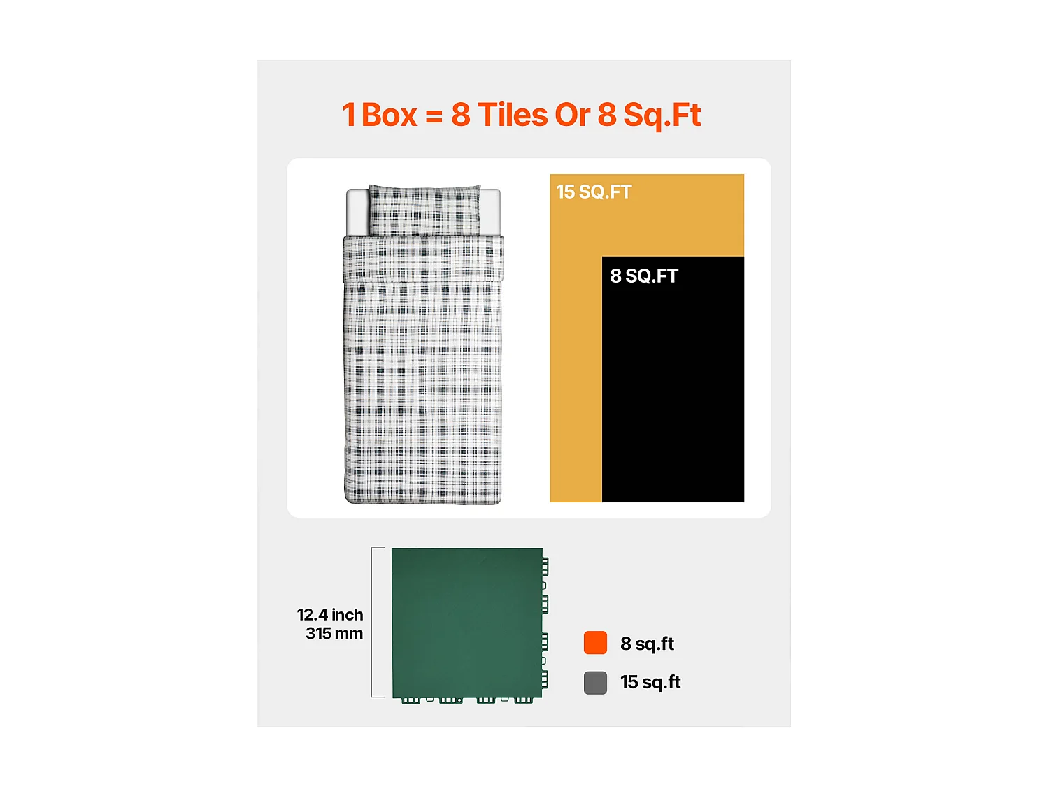 Revêtements de Sol SucceBuy de Salle de Sport en Caoutchouc Vert à Emboîter 8 Pièces, Une Surface de Piste d'Entraînement et de Danse Polyvalente